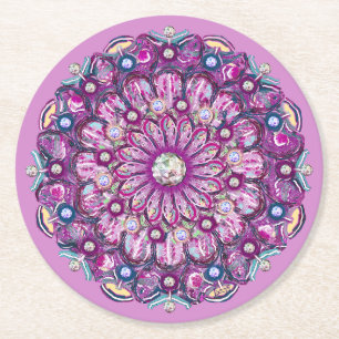 Dessous-de-verre Rond En Papier Cardinal Red Rosace