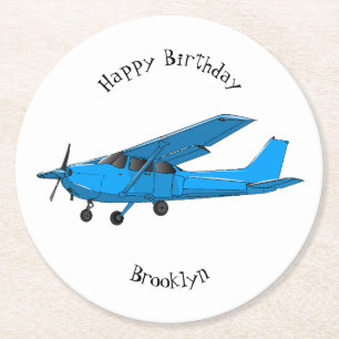 Dessous-de-verre Rond En Papier Caricature d'avion à voilure fixe