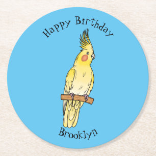 Dessous-de-verre Rond En Papier Caricature pour oiseaux Cockatiel