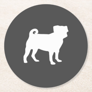 Dessous-de-verre Rond En Papier Carlin Chien Baby shower Gris Chiot Chien Neutre G