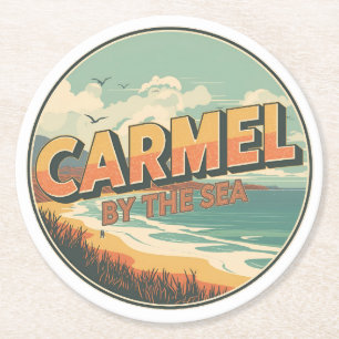 Dessous-de-verre Rond En Papier Carmel au bord de la mer californie côte pacifique