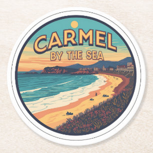 Dessous-de-verre Rond En Papier Carmel au bord de la mer californie côte pacifique