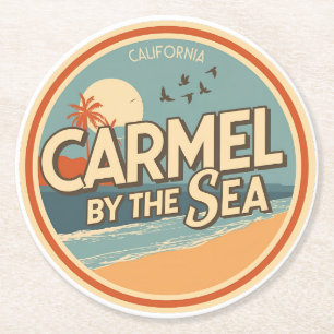 Dessous-de-verre Rond En Papier Carmel au bord de la mer californie côte pacifique