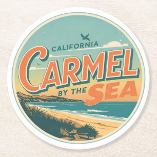 Dessous-de-verre Rond En Papier Carmel au bord de la mer californie côte pacifique