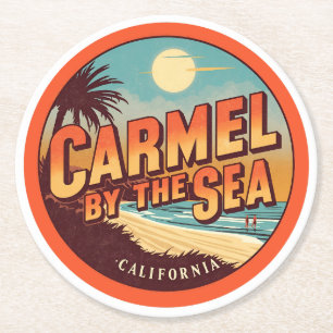 Dessous-de-verre Rond En Papier Carmel au bord de la mer californie côte pacifique