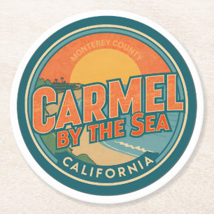 Dessous-de-verre Rond En Papier Carmel au bord de la mer californie côte pacifique