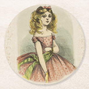 Dessous-de-verre Rond En Papier Carte de la Saint-Valentin romantique rétro, 19e s