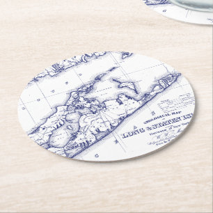 Dessous-de-verre Rond En Papier Carte de Long Island The Hamptons VC
