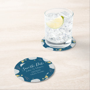 Dessous-de-verre Rond En Papier Cartes de sauvegarde de date de dollars de sable d