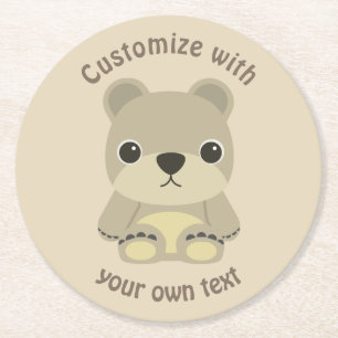 Dessous-de-verre Rond En Papier Cartographie personnalisée Teddy Bear