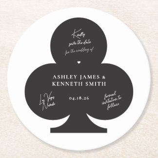 Dessous-de-verre Rond En Papier Casino Wedding Enregistrer la date