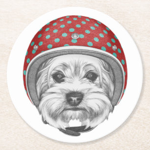 Dessous-de-verre Rond En Papier Casse-cou de Yorkshire Terrier