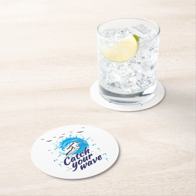 Dessous-de-verre Rond En Papier Catch Your Wave (En situation)