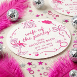 Dessous-de-verre Rond En Papier Ce cadeau de fête pour enterrement de vie de jeune<br><div class="desc">Préparez-vous à échanger les plumes contre un voile ! Célébrez la future mariée dans le véritable esprit de Las Vegas avec ces dessous de verre en papier pour enterrement de vie de jeune fille "Femme de la fête !". Avec des illustrations chic et rétro de main d'une showgirl dans un...</div>