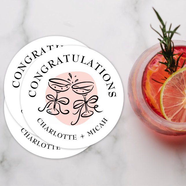 Dessous-de-verre Rond En Papier Célébration Joie Doodle (Créateur téléchargé)