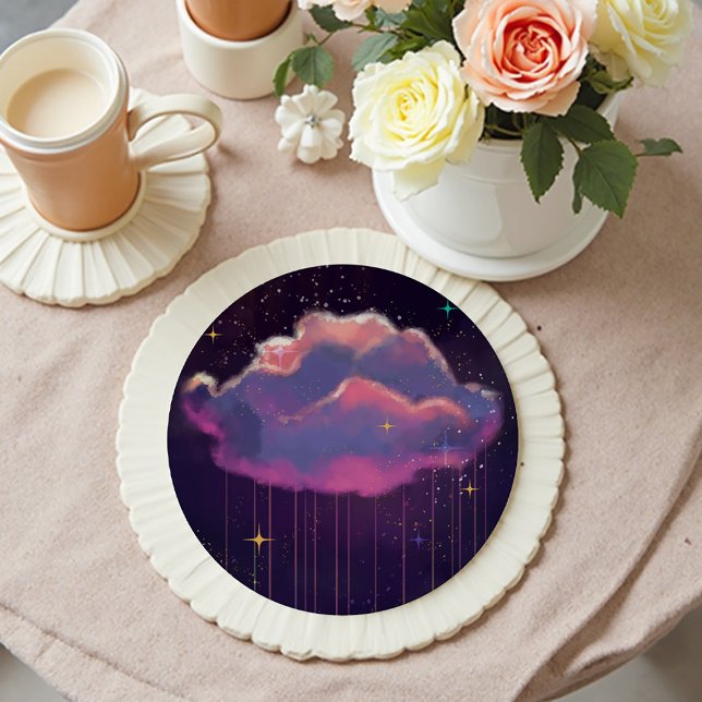 Dessous-de-verre Rond En Papier Celestial Dreamy Cloud (Créateur téléchargé)