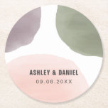 Dessous-de-verre Rond En Papier Cercles d'aquarelle moderne Mariage moderne<br><div class="desc">Moderne. Minimal. Cette collection utilise une palette jardin de sauge,  de raisin et de rose pour créer une belle présentation pour votre journée spéciale.</div>