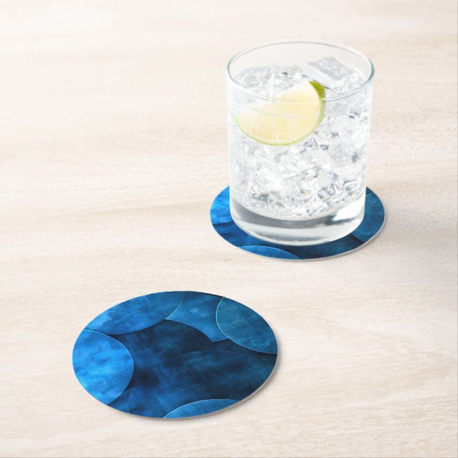 Dessous-de-verre Rond En Papier Cercles de lune bleue (En situation)