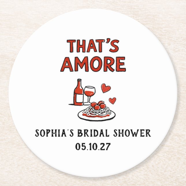 Dessous-de-verre Rond En Papier C'est Amore Mariage Italien Shower Bridal Whimsica (Devant)