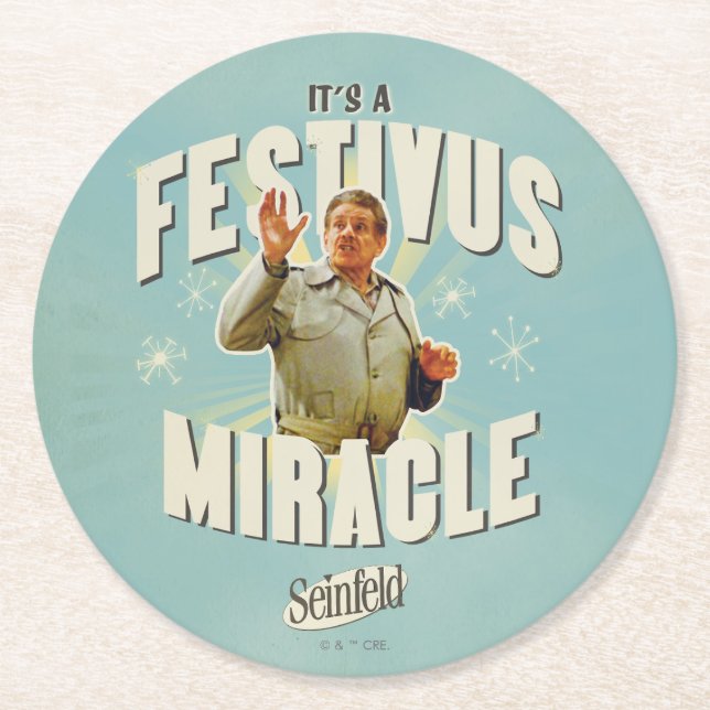 Dessous-de-verre Rond En Papier C'est un Miracle de Festivus (Devant)