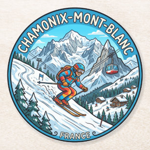 Dessous-de-verre Rond En Papier Chamonix Mont Blanc France