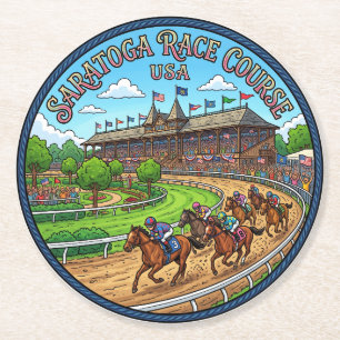 Dessous-de-verre Rond En Papier Champ de courses de Saratoga États-Unis