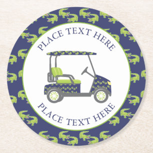 Dessous-de-verre Rond En Papier Charrette de golf d'alligators prépa