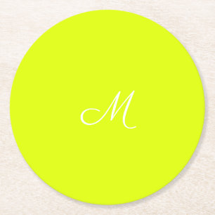 Dessous-de-verre Rond En Papier Chartreuse jaune - monogrammed