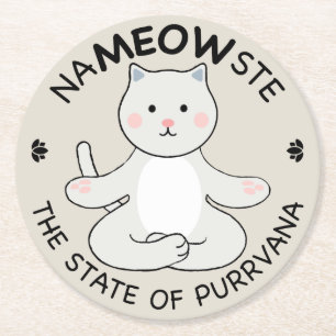 Dessous-de-verre Rond En Papier Chat de Yoga - Nameowste