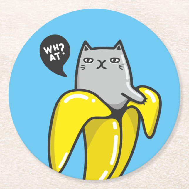 Dessous-de-verre Rond En Papier Chat en banane (Devant)