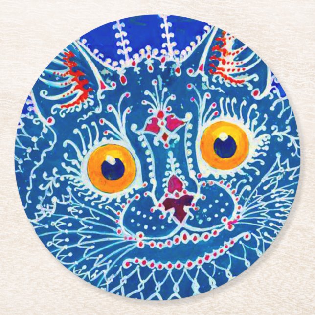 Dessous-de-verre Rond En Papier Chat gothique bleu (Devant)