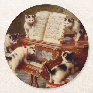 Dessous-de-verre Rond En Papier Chatons et piano
