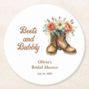 Dessous-de-verre Rond En Papier Chaussures rustiques et douche de mariage western