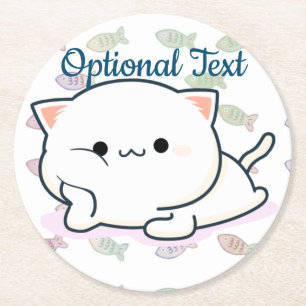 Dessous-de-verre Rond En Papier Cheeky Kawaii Style Kitten
