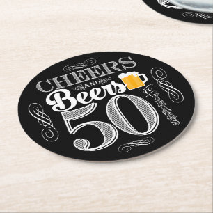 Dessous-de-verre Rond En Papier Cheers et bières à 50 ans de dégustation de coa
