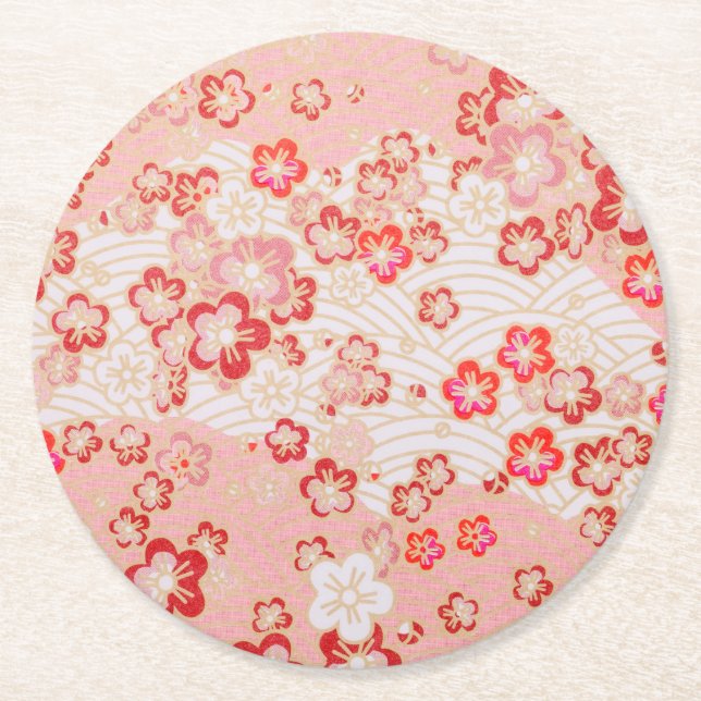 Dessous-de-verre Rond En Papier Cherry Blossom Motif japonais (Devant)
