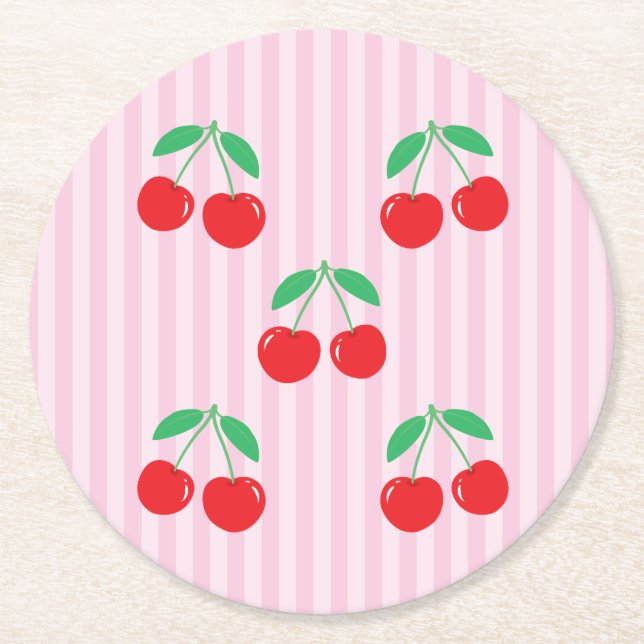 Dessous-de-verre Rond En Papier Cherry Paper Round Coasters (Devant)