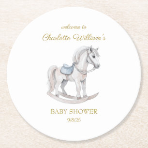 Dessous-de-verre Rond En Papier Cheval à bascule personnalisé Baby Shower