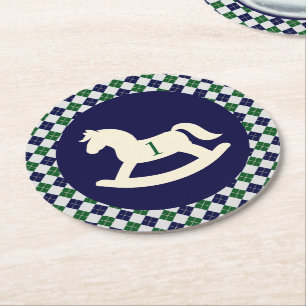 Dessous-de-verre Rond En Papier Cheval à bascule Prépa Argyle 1er anniversaire