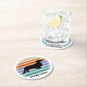 Dessous-de-verre Rond En Papier Cheveux longs Dachshund - Silhouette 1
