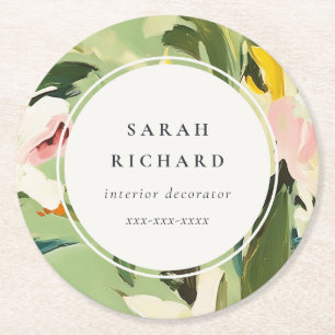 Dessous-de-verre Rond En Papier Chic Boho coloré vert rose rose rose floral