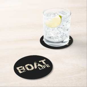 Dessous-de-verre Rond En Papier chic en détresse BATEAU LIFE   Dessous de verre pa