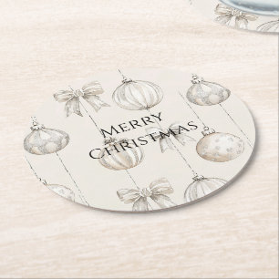 Dessous-de-verre Rond En Papier Chic Rustique Crème de Noël Ornements