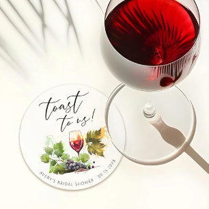 Dessous-de-verre Rond En Papier Chic Toast à Nous Aquarelle Thème Vin