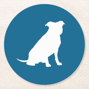 Dessous-de-verre Rond En Papier Chien Baby shower Pit Pitbull Blue Boy