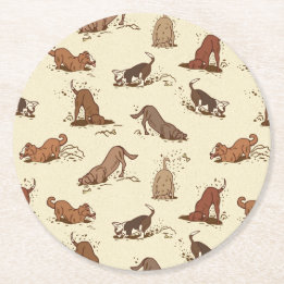 Dessous-de-verre Rond En Papier Chiens de fouille - motif de vacances de plage.
