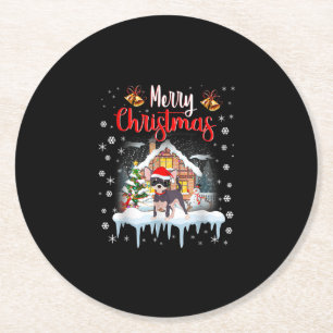 Dessous-de-verre Rond En Papier chihuahua santa hat joyeux amoureux des chiens de