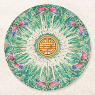 Dessous-de-verre Rond En Papier Chinoiserie Bok-Choy Modèle Inspiré de Chine