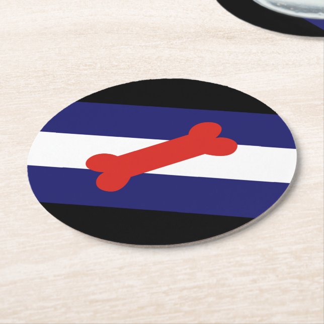 Dessous-de-verre Rond En Papier Chiot Jouer à la fierté drapeau (Incliné)