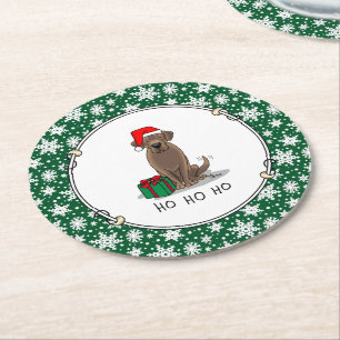 Dessous-de-verre Rond En Papier Christmas Père Noël Chocolat Labrador Retriever Dr